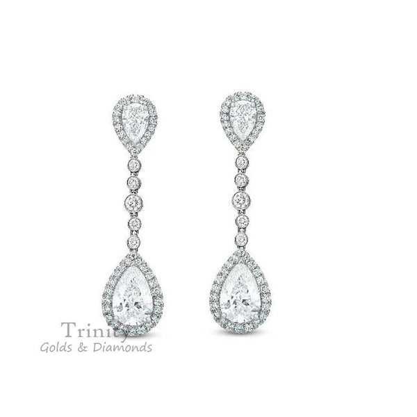 3.00 Ct Moissanite And Diamond Earrings, 925 Sterling Silver, 14K White Gold Plated, Handmade Earrings, Valentine Day Earrings, Gift For Her