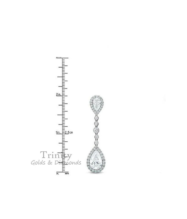 3.00 Ct Moissanite And Diamond Earrings, 925 Sterling Silver, 14K White Gold Plated, Handmade Earrings, Valentine Day Earrings, Gift For Her
