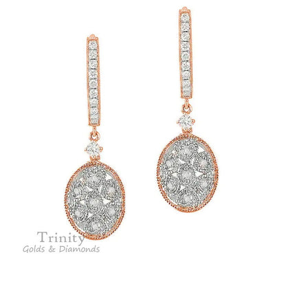 3.00 Ct Diamond And Moissanite Earrings, Drop And Dangle Women's Earrings, 925 Sterling Silver, 14K White Gold Plated, Gift For Her