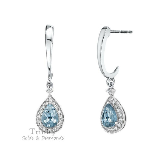 Topaz Dangle Earrings/ Sterling Silver Topaz Diamond Earrings / November Birthstone Earrings Jewelry / Gift for Her,Wedding Earrings,Gifts