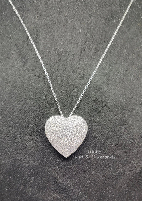 MOISSANITE HEART PENDANT, Heart Pendant, Pave Heart Pendant,Silver Pendant,Silver Heart Pendant,Heart Necklace, Gift for Mom, Love Necklace