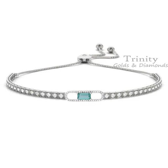 Topaz Bolo Bracelet, Emerald Cut Topaz And Diamond Bolo Adjustable Bracelet, 925 Sterling silver, Topaz Bracelet, Adjustable Bracelet, Gifts