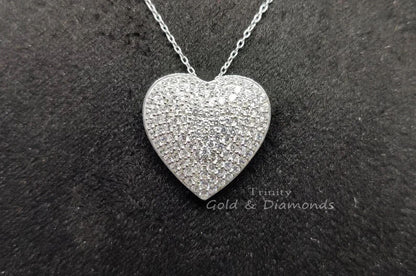 MOISSANITE HEART PENDANT, Heart Pendant, Pave Heart Pendant,Silver Pendant,Silver Heart Pendant,Heart Necklace, Gift for Mom, Love Necklace
