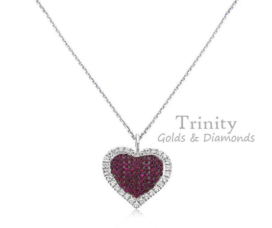 True Elegant® Ruby Heart Pendant / 925 Silver Heart Pendant/ Wedding Necklace For Her/ Sapphire Heart, Gemstone Heart Pendant, Perfect Gift