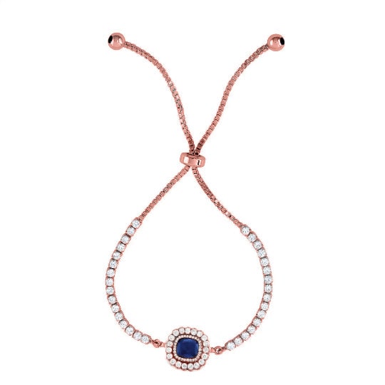 Bolo Adjustable Bracelet, Sapphire Gemstone Pull Tie Bolo Bracelet,Sapphire And Moissanite Bracelet For Woman, Sapphire And Diamond Bracelet