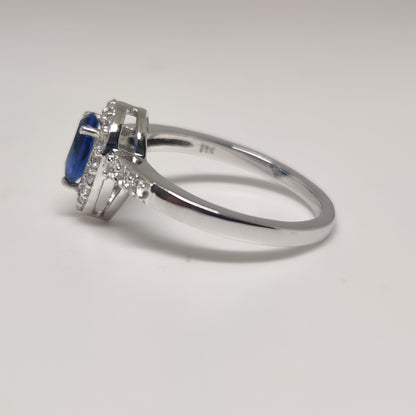 Sapphire Ring, Pear Sapphire Ring, September Birthstone Ring,Blue Handmade Ring, 925 Sterling Silver, 14k White Gold Plated, Gift For Her