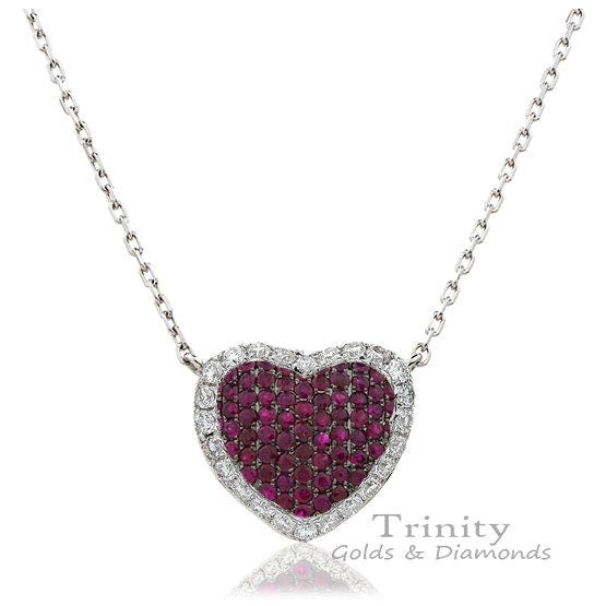True Elegant  ® Pave Emerald And Diamond Heart Pendant In 925 sterling Silver , Mother's Day gift, Emerald Heart Pendant , Big Heart Pendant