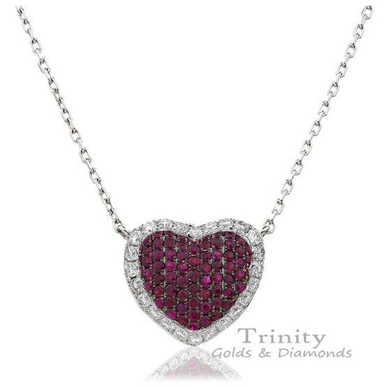 True Elegant  ® Pave Emerald And Diamond Heart Pendant In 925 sterling Silver , Mother&