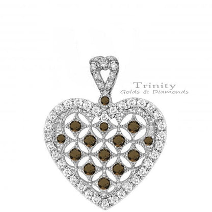 Moissanite Diamond & Gemstone Heart Pendant For Women, 14KT White Gold Plated Diamond Heart Pendant, Christmas Gift