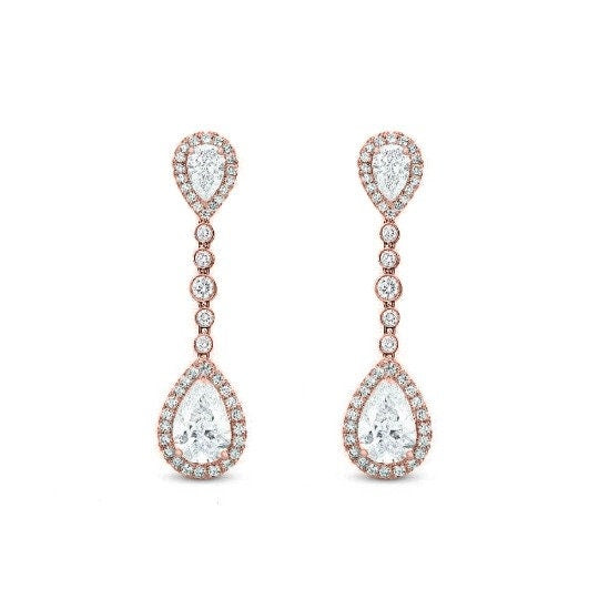3.00 Ct Moissanite And Diamond Earrings, 925 Sterling Silver, 14K White Gold Plated, Handmade Earrings, Valentine Day Earrings, Gift For Her