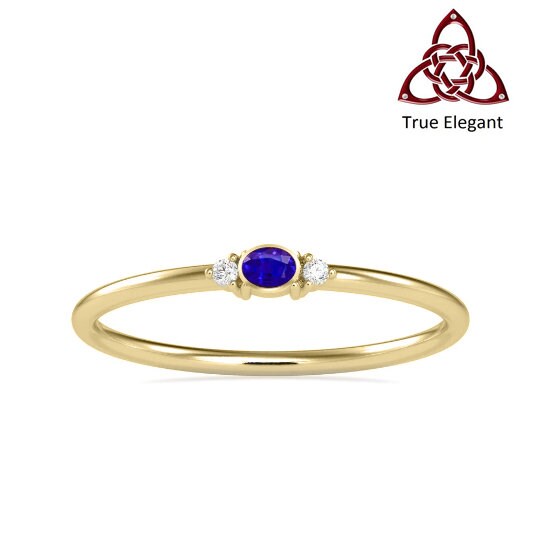 Oval Gemstone Ring, Dainty Three stone Ring, Promise Ring For Women, Minimalist Ring for Women, Natural Gemstone & White Moissanite diamonds