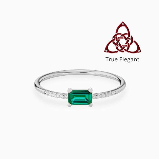 True elegant Emerald Delicate Ring/Promise Emerald Ring/Gift for Her/Simple Gemstone Ring/Sterling silver Emerald Ring/Dainty Emerald Ring