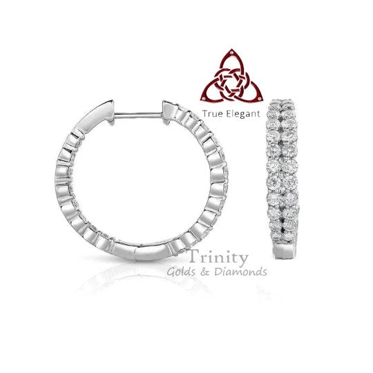 2.30 Ct Round Cut Moissanite And Diamond Earrings, Hoop Women&