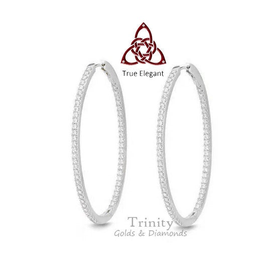 THIN LARGE HOOP Earrings,Diamond Silver Hoop Earrings, Silver, Thin Hoop Earrings, Big Silver Hoops, Moisssanite Diamondn Hoop Earrings