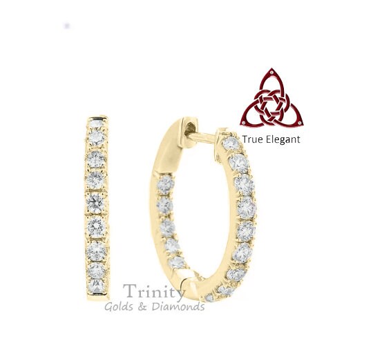 DIAMOND HOOP EARRINGS, In & Out Diamond Hoop Earrings , Diamond Earrings, Sterling Silver Diamond Earrings, Moissanite Hoops
