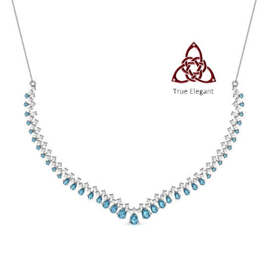 10.0 Carat Topaz Diamond Drop Dianond Necklace With 14kt Gold Plated On Silver, Christmas Necklace, Gemstone Necklace, Bridesmaid, Valentine
