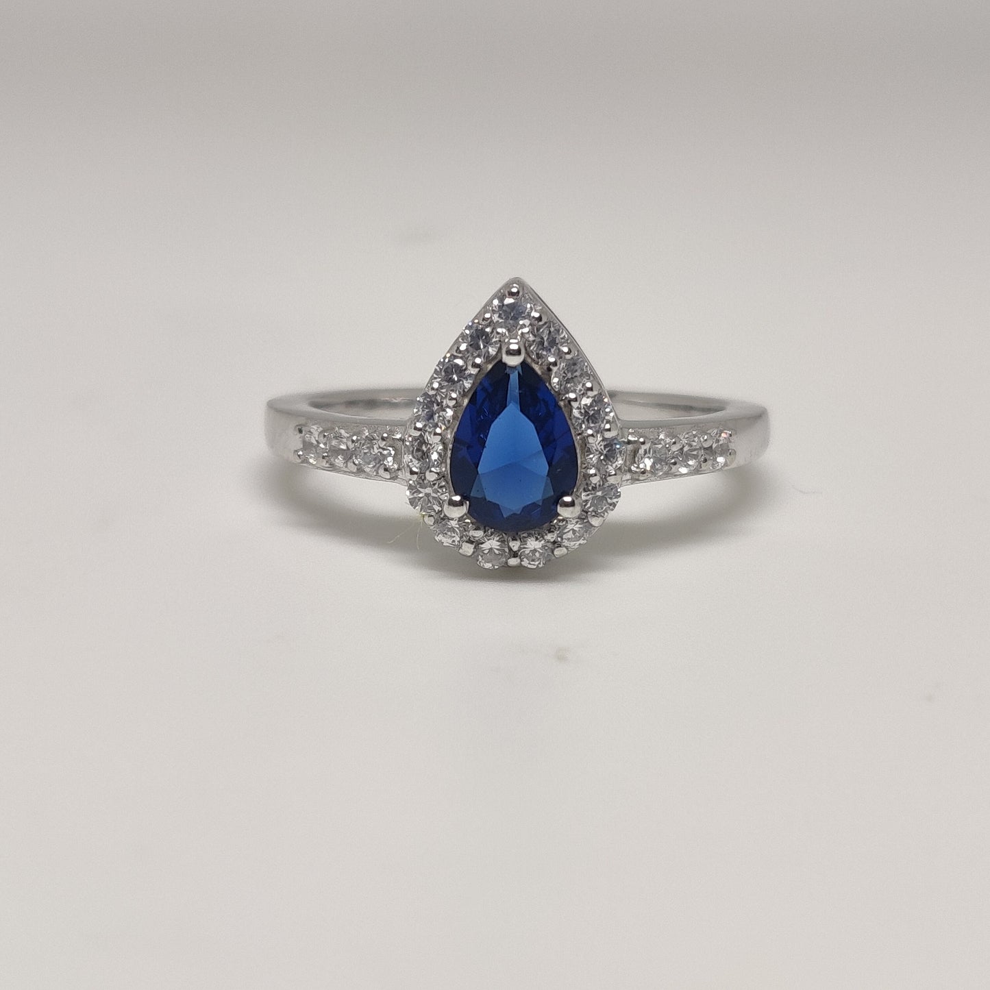 Sapphire Ring, Pear Sapphire Ring, September Birthstone Ring,Blue Handmade Ring, 925 Sterling Silver, 14k White Gold Plated, Gift For Her