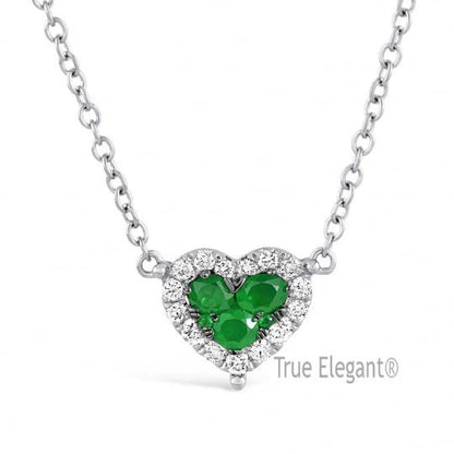 3 Ct Green Emerald And Moissanite Diamond Heart Pendant , Heart Necklace, Gemstone Heart Pendant, Moissanite Heart Pendant with Cable Chain