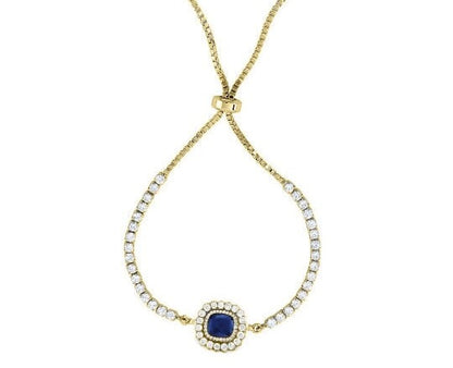 Bolo Adjustable Bracelet, Sapphire Gemstone Pull Tie Bolo Bracelet,Sapphire And Moissanite Bracelet For Woman, Sapphire And Diamond Bracelet