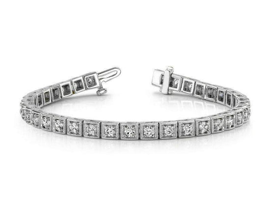 4.00 CT 925 Sterling Silver Tennis Bracelet, Square Box  Diamond Tennis Bracelet, Cubic Zirconia Tennis Bracelet,Dainty Diamond Bracelet