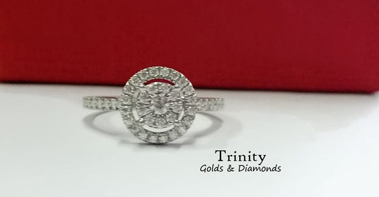 2 Ct Moissanite Engagement Ring, Round Cut Moissanite Halo Ring, Half Eternity Wedding Ring, Moissanite Promise Ring, Anniversary Ring