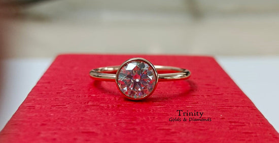 0.50CT Round Diamond Solitaire Bezel Set Ring / Dainty Ring For Women / Delicate Ring / 14KT White Gold Plated / Gift For Her