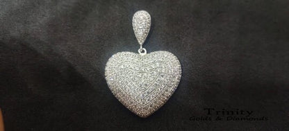 2.00CT Moissanite Heart Pendant, 14K White Gold Plated, Diamond Big Heart Pendant, Diamond Jewellery, Heart Shape Pendant, Gift for Her