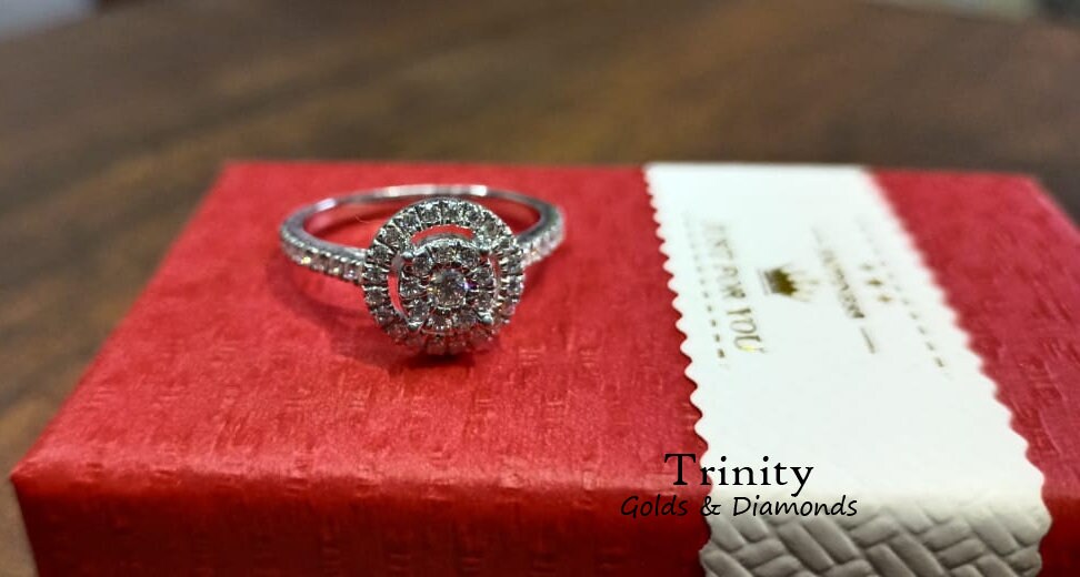 2 Ct Moissanite Engagement Ring, Round Cut Moissanite Halo Ring, Half Eternity Wedding Ring, Moissanite Promise Ring, Anniversary Ring