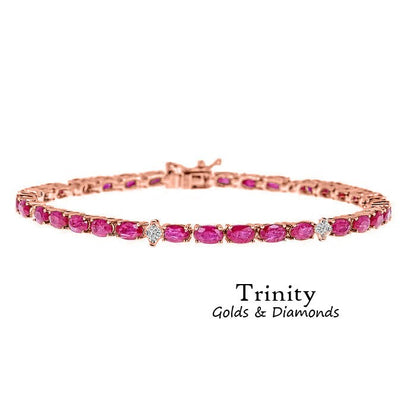 Ruby Tennis Bracelet/ 925 Sterling Silver/ Tennis Bracelet/Oval Cut Gemstone/ Ruby And Diamond Jewelry/ Wedding Bracelet/ Gift For Her