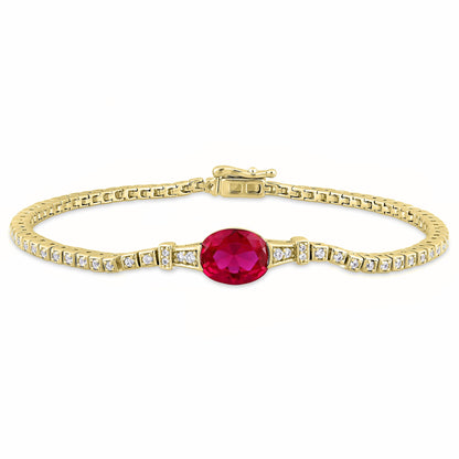 Ruby Tennis Bracelet. Gemstone Bracelet, Sterling Silver Tennis Bracelet, Ruby Diamond Bracelet, Wedding Bracelet, Oval Ruby Bracelet, Gift