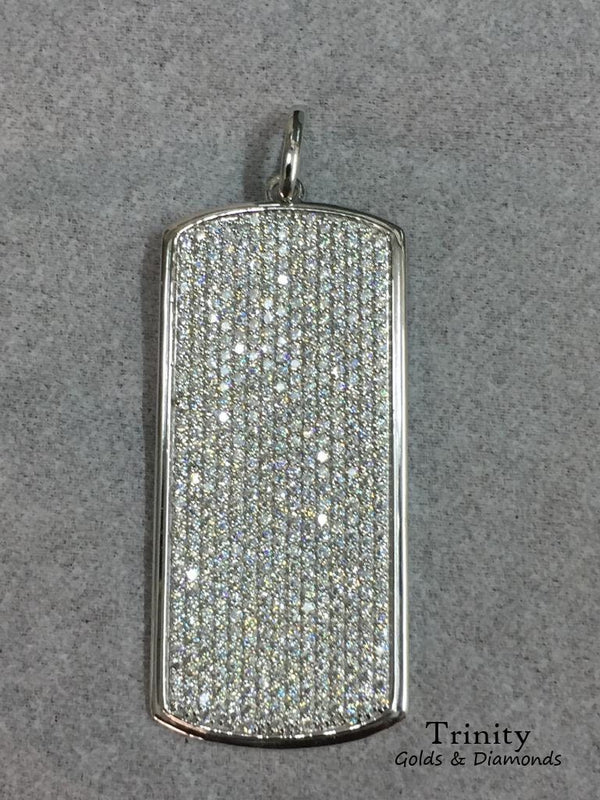 Diamond Dog Tag Necklace/ Pave Setting Diamond Pendant/ 925 Sterling Silver Jewelry/ Handmade Pendant Jewelry/ Diamond Birthday Gift Idea