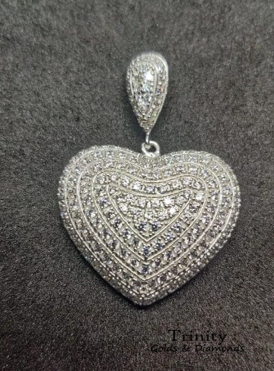 2.00CT Moissanite Heart Pendant, 14K White Gold Plated, Diamond Big Heart Pendant, Diamond Jewellery, Heart Shape Pendant, Gift for Her