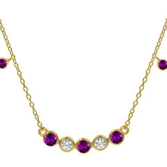 RUBY DIAMOND NECKLACE, Ruby Bezel Set Gemstoe Necklace, Sterling Silver Ruby Necklace with 14kt Gold Finishing,Wedding Necklace,Gift for you