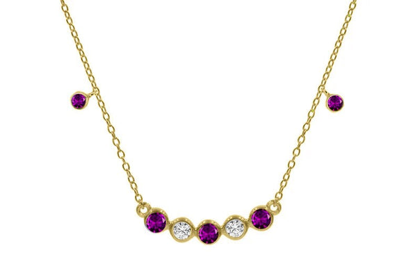 RUBY DIAMOND NECKLACE, Ruby Bezel Set Gemstoe Necklace, Sterling Silver Ruby Necklace with 14kt Gold Finishing,Wedding Necklace,Gift for you