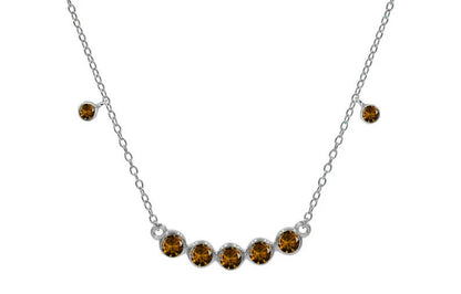 BROWN GEMSTONE NECKLACE, Bezel Set Champagne Colored  Gemstone Necklace For Her, Sterling Silver Gemstone Necklace, Everyday necklace, gifts