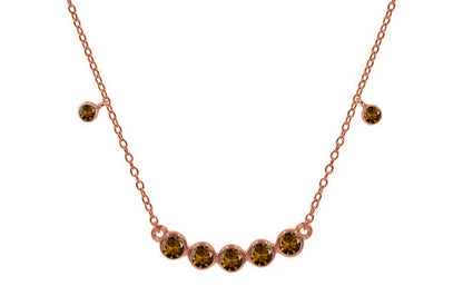BROWN GEMSTONE NECKLACE, Bezel Set Champagne Colored  Gemstone Necklace For Her, Sterling Silver Gemstone Necklace, Everyday necklace, gifts