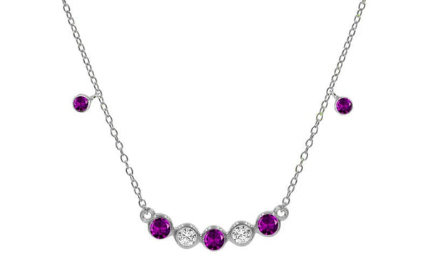 Amethyst Diamond Necklace, Bezel Gemstone Necklace, Sterling Silver Amethyst Necklace With 14kt Gold Plating, Wedding Necklace, Gift For You