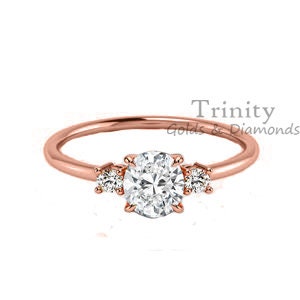 1.50 Ct Moissanite Engagement Ring, Moissanite Diamond Three Stone Delicate Ring With 14kt Gold finish, diamond Wedding Anniversary Ring