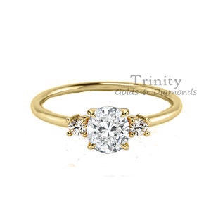 1.50 Ct Moissanite Engagement Ring, Moissanite Diamond Three Stone Delicate Ring With 14kt Gold finish, diamond Wedding Anniversary Ring