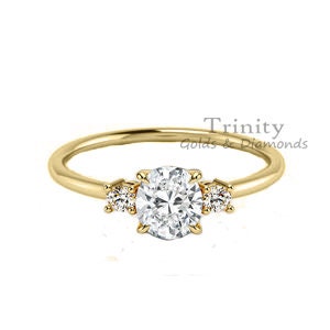 1.50 Ct Moissanite Engagement Ring, Moissanite Diamond Three Stone Delicate Ring With 14kt Gold finish, diamond Wedding Anniversary Ring