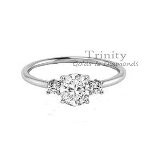 1.50 Ct Moissanite Engagement Ring, Moissanite Diamond Three Stone Delicate Ring With 14kt Gold finish, diamond Wedding Anniversary Ring