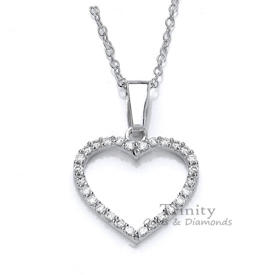 MOISSANITE HEART NECKLACE, Heart Necklace, Heart Pendant, Diamond Heart Necklace, Open Heart Necklace,Silver Heart Necklace,Anniversary Gift
