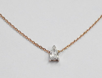 Pear Cut Diamond Pendant, Handmade Pendant Necklace, Diamond Dainty Delicate Necklace Pendant, 925 Sterling Silver, Diamond Necklace, Gifts