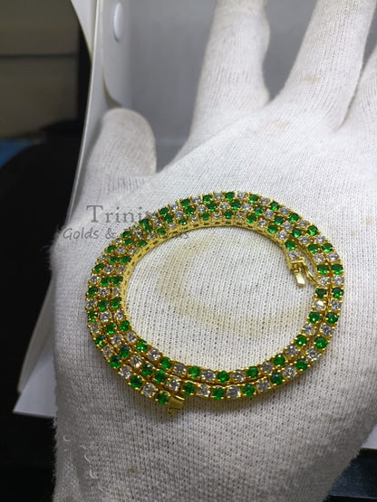 Emerald cz - tennis - necklace - choker - emerald tennis necklace- silver choker - Green Emerald Tennis choker - emerald choker, Emerald
