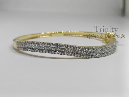 Handmade Bangle, 3.00 Carat Moissanite Diamond Bangle Bracelet With 14KT Gold Over Silver, Diamond Classic Bangles, Christmas Gift For Mom