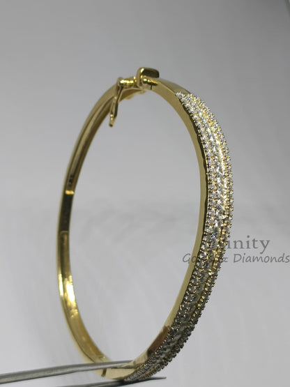Handmade Bangle, 3.00 Carat Moissanite Diamond Bangle Bracelet With 14KT Gold Over Silver, Diamond Classic Bangles, Christmas Gift For Mom