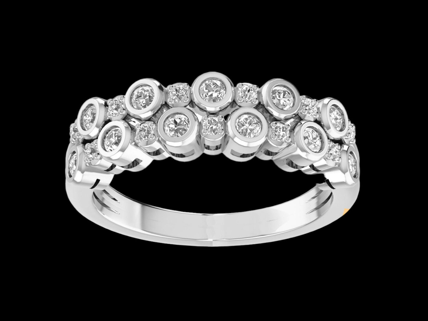 Bezel Set Moissanite Wedding Band Women, Wide Moissanite Anniversary Rings, Bubble Diamond Band, Unique Raindrop Ring, Gift For Her
