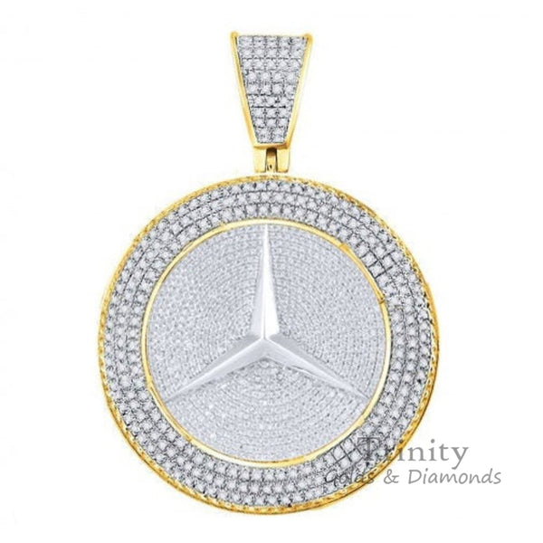 MERCEDES LOGO PENDANT,Moissanite Pendant,Hip Hop Style Pendant,Mercedes Medallion Diamond Charm Pendant,Moissanite Pendant Man,Gift For Him