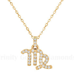 Virgo Zodiac Moissanite Diamond Pendant, Sterling Silver Zodiac Pendant Necklace, Virgo Zodiac Sterling Silver 18
