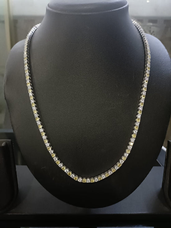 Citrine Diamond Tennis Necklace, Handmade Citrine Tennis Necklace, Bridal Anniversary Gift, Citrine Tennis Alternate Necklace